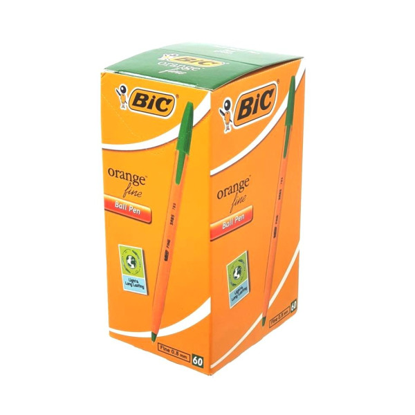BIC Orange Fine Ballpoint Pen Green Box of 60 BIC Orange Fine Ballpoint Pen Green Box of 60