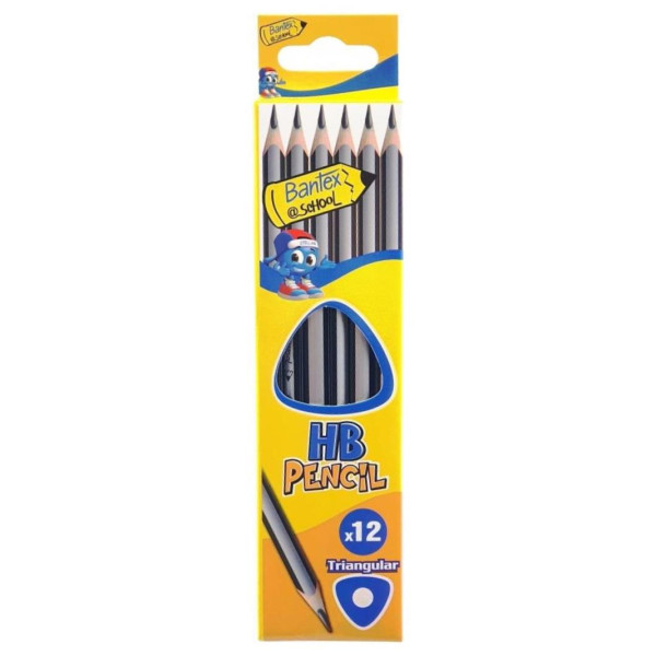 BANTEX at SCHOOL Pencil HB Triangular - 12 Pack