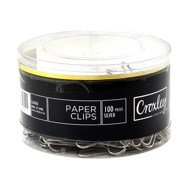 CROXLEY Silver Paper Clips 50mm (100 Clips) CROXLEY Silver Paper Clips 50mm (100 Clips)