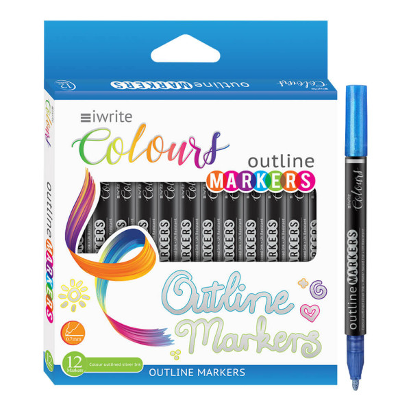 IWRITE Colours Outline Markers - 12 Pack IWRITE Colours Outline Markers - 12 Pack