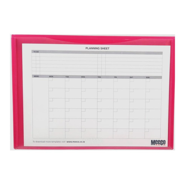 MEECO A4 Executive Carry Folder with Magnetic Closure - Pink