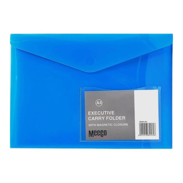 MEECO A4 Executive Carry Folder with Magnetic Closure - Blue