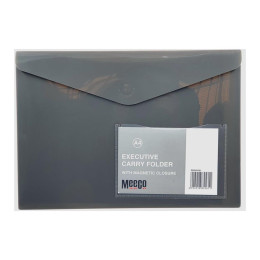 MEECO A4 Executive Carry Folder with Magnetic Closure - Charcoal