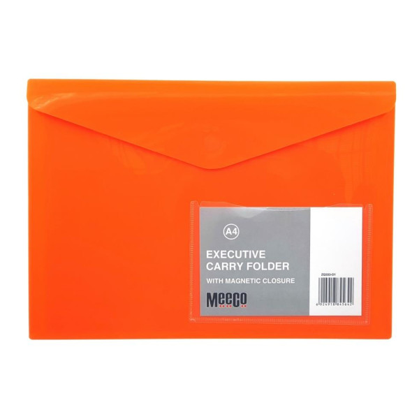 MEECO A4 Executive Carry Folder with Magnetic Closure - Orange
