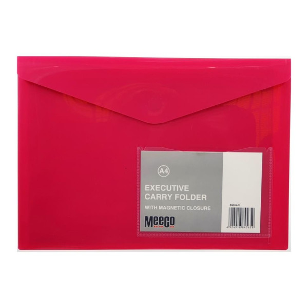 MEECO A4 Executive Carry Folder with Magnetic Closure - Pink