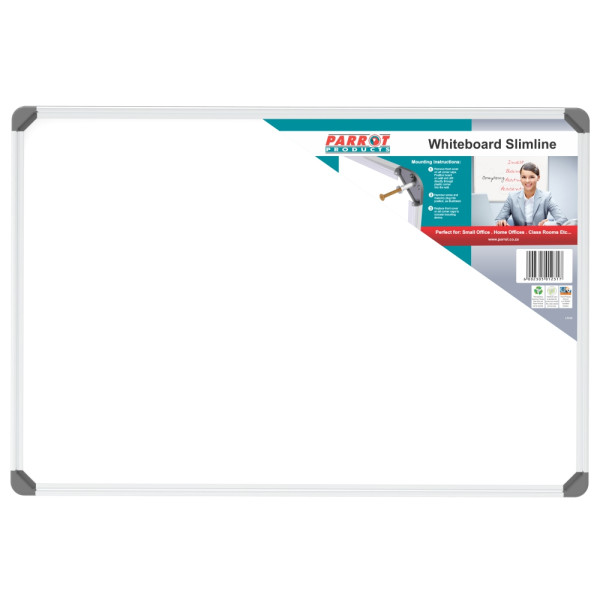 PARROT Whiteboard Slimline Non-Magnetic 900 X 600mm