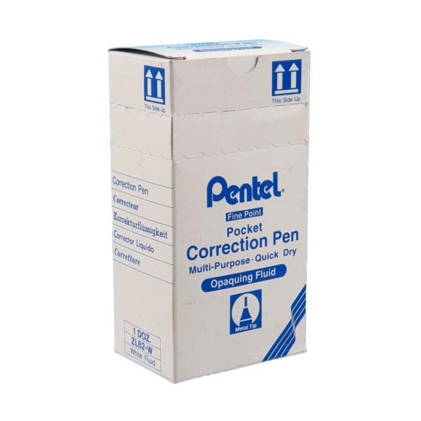 PENTEL ZL62 Fine Point Pocket Correction Pen 7ml - Pack of 12 PENTEL ZL62 Fine Point Pocket Correction Pen 7ml - Pack of 12