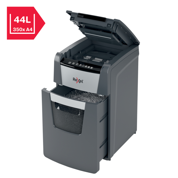Rexel Optimum AutoFeed 130X Shredder – Front View Front view of Rexel Optimum AutoFeed+ 130X Automatic Cross Cut Shredder