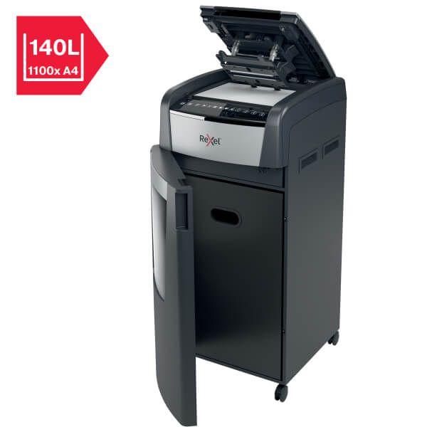 Front view of Rexel Optimum AutoFeed+ 750X Automatic 750 Sheet Cross Cut Shredder