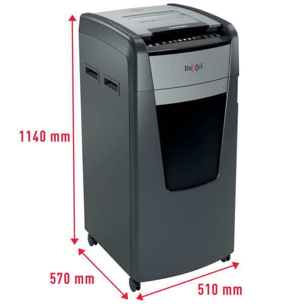 Front view of Rexel Optimum AutoFeed+ 750X Automatic 750 Sheet Cross Cut Shredder