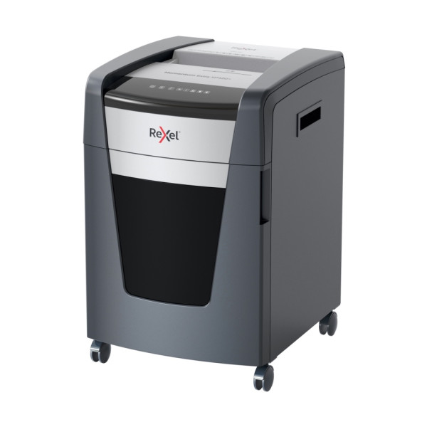 REXEL Momentum XP420+ Shredder – Left Side View Left side view of REXEL Momentum Extra XP420+ Jam Free Cross Cut Shredder
