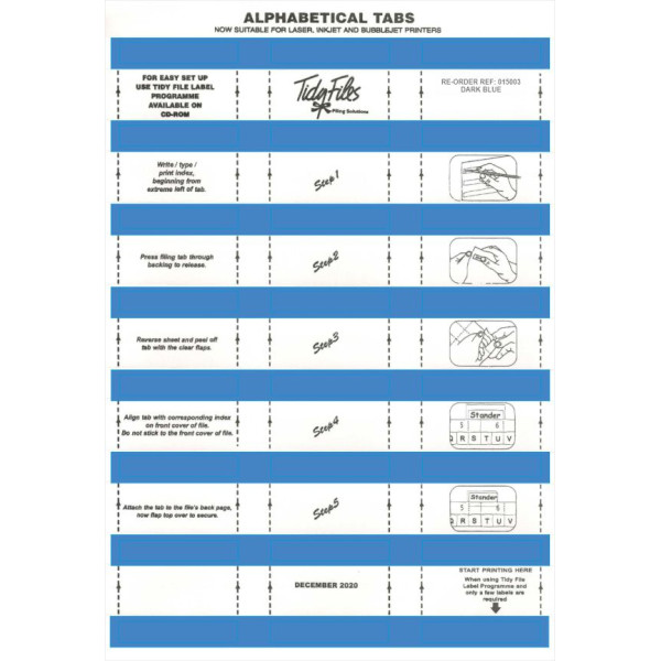 TIDY FILES Alpha Labels Dark Blue - Pack of 5