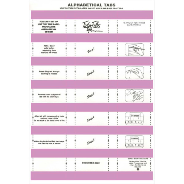TIDY FILES Alpha Labels Dark Purple - Pack of 5
