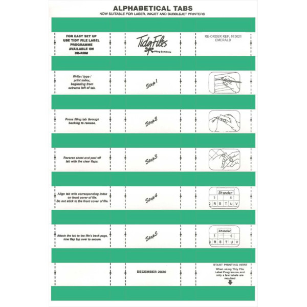 TIDY FILES Alpha Labels Emerald - Pack of 5