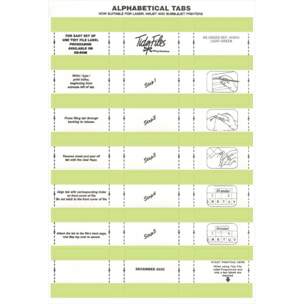TIDY FILES Alpha Labels Light Green - Pack of 5