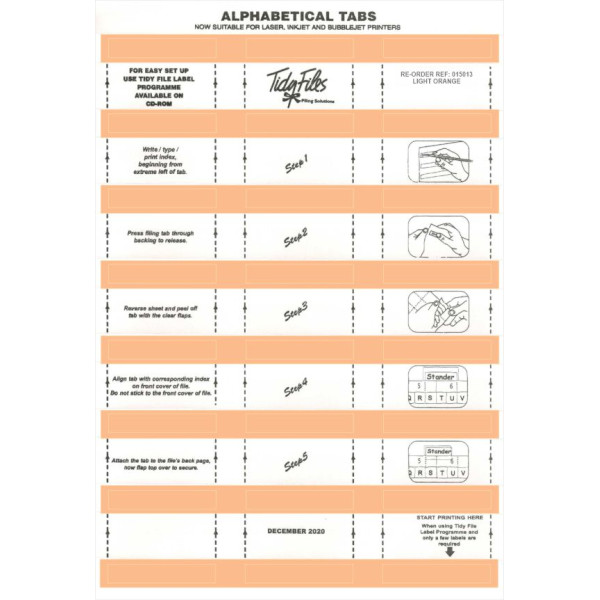 TIDY FILES Alpha Labels Light Orange - Pack of 5
