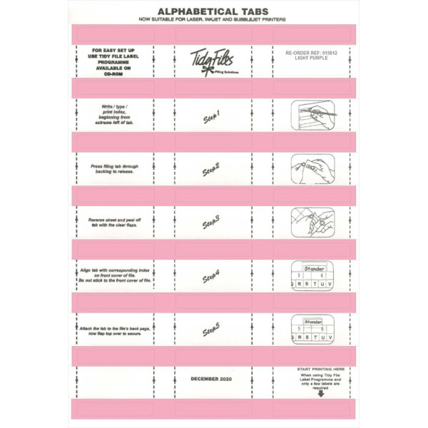 TIDY FILES Alpha Labels Light Purple - Pack of 5