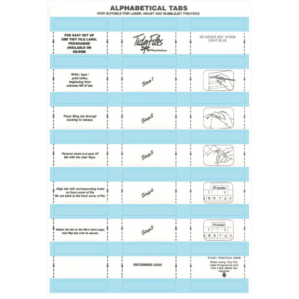TIDY FILES Alpha Labels Light Blue - Pack of 5