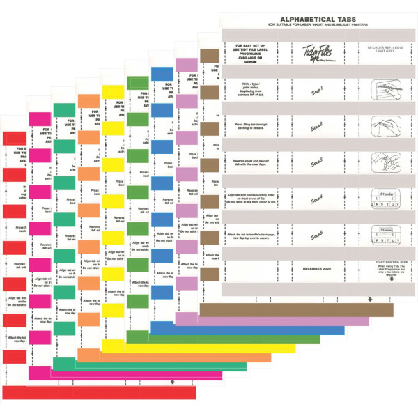 TIDY FILES Alpha Labels Assorted 19 Sheets