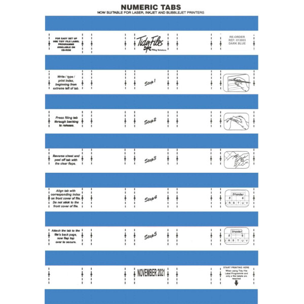 TIDY FILES Numeric Labels Dark Blue - Pack of 5