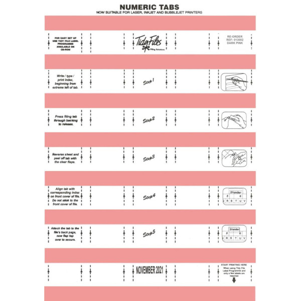 TIDY FILES Numeric Labels Dark Pink - Pack of 5