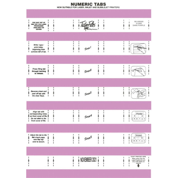 TIDY FILES Numeric Labels Dark Purple - Pack of 5