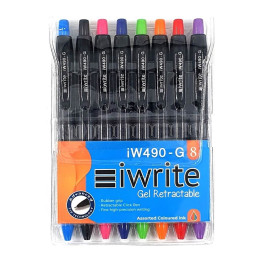 iWrite Gel Retractable Pens - Wallet of 8