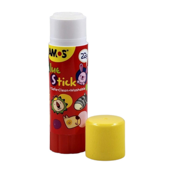 Front view of AMOS Glue Stick 22g non-toxic washable school glue