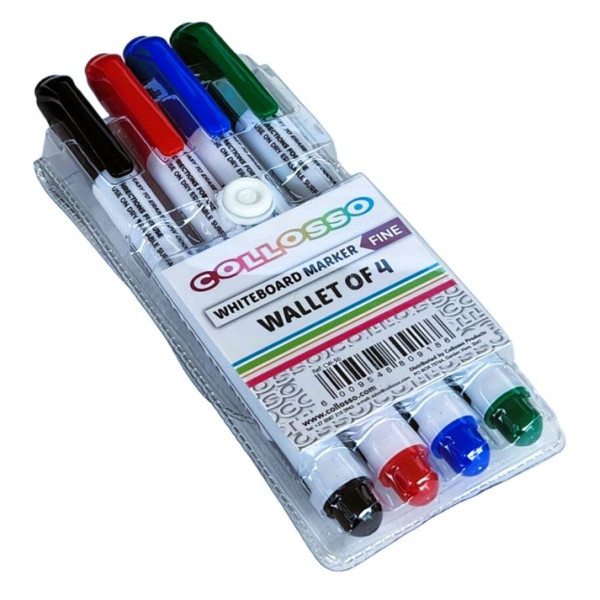 COLLOSSO Whiteboard Markers FINE Tip Wallet 4 COLLOSSO Whiteboard Markers FINE Tip Wallet 4