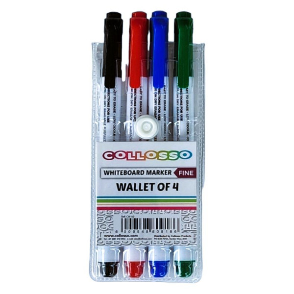 COLLOSSO Whiteboard Markers FINE Tip Wallet 4 COLLOSSO Whiteboard Markers FINE Tip Wallet 4