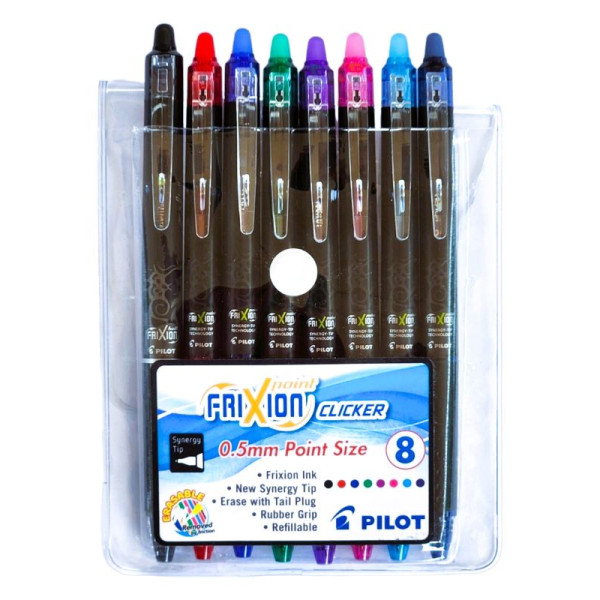 PILOT FriXion Clicker Erasable Roller Ball Pen 0.5mm - Wallet of 6 + 2 PILOT FriXion Clicker Erasable Roller Ball Pen 0.5mm - Wallet of 6 + 2