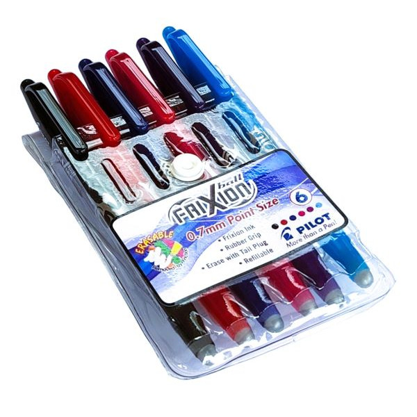PILOT FriXion 0.7mm Erasable Rollerball Pen - Wallet of 6