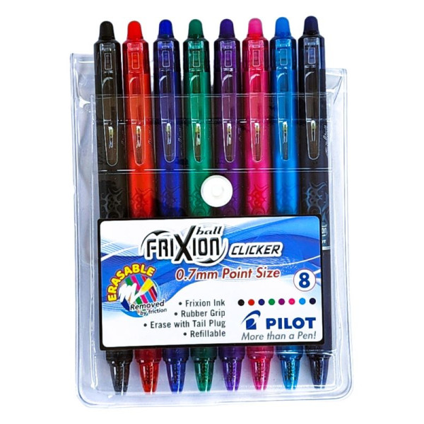 PILOT FriXion Clicker Erasable Roller Ball Pen 0.7mm - Wallet of 6 + 2 PILOT FriXion Clicker Erasable Roller Ball Pen 0.7mm - Wallet of 6 + 2