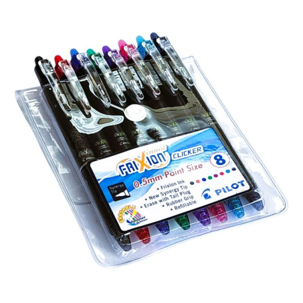 PILOT FriXion Clicker Erasable Roller Ball Pen 0.5mm - Wallet of 6 + 2 PILOT FriXion Clicker Erasable Roller Ball Pen 0.5mm - Wallet of 6 + 2