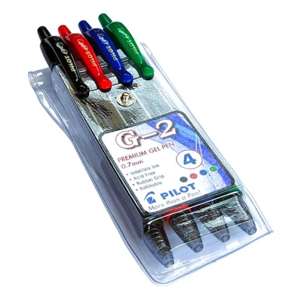 PILOT G2 Retractable Gel Ink Pen Fine 0.7mm - Wallet of 4 PILOT G2 Retractable Gel Ink Pen Fine 0.7mm - Wallet of 4