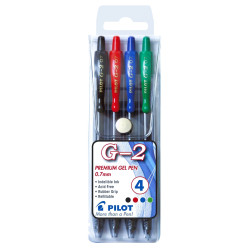 PILOT G2 Retractable Gel Ink Pen Fine 0.7mm - Wallet of 4