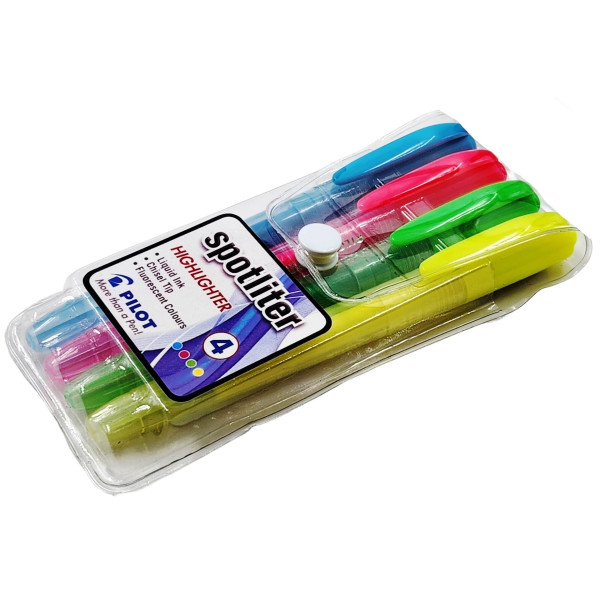 PILOT Spotliter Highlighters – Wallet of 4 Fluorescent Pack