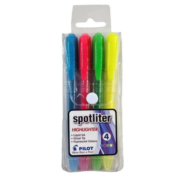 PILOT Spotliter Highlighters – Wallet of 4 Fluorescent Pack