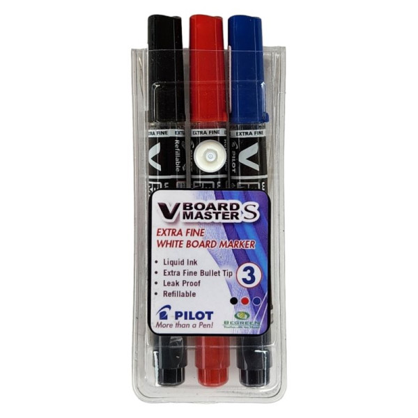 PILOT V Board Master Slim Extra Fine Whiteboard Markers - Wallet 3 PILOT V Board Master Slim Extra Fine Whiteboard Markers - Wallet 3