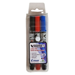 PILOT V BOARD MASTER SLIM ULTRA FINE WHITEBOARD MARKERS Wallet 3