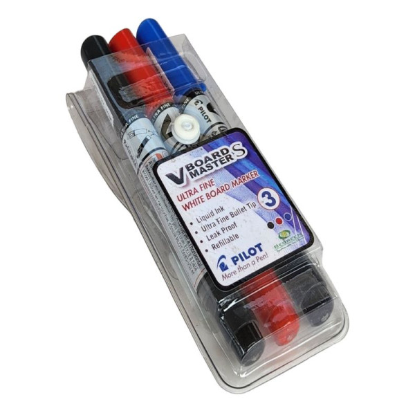 PILOT V BOARD MASTER SLIM ULTRA FINE WHITEBOARD MARKERS Wallet 3 PILOT V BOARD MASTER SLIM ULTRA FINE WHITEBOARD MARKERS Wallet 3