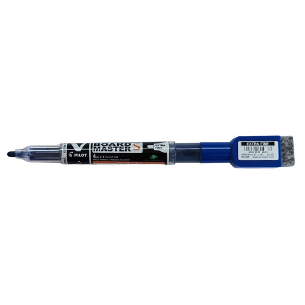 PILOT V Board Master Slim Extra Fine Whiteboard Marker with Eraser and Magnet - BLUE PILOT V Board Master Slim Extra Fine Whiteboard Marker with Eraser and Magnet - BLUE