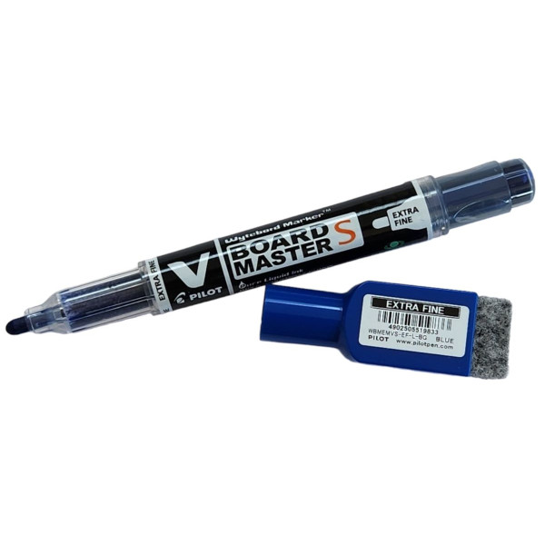 PILOT V Board Master Slim Extra Fine Whiteboard Marker with Eraser and Magnet - BLUE PILOT V Board Master Slim Extra Fine Whiteboard Marker with Eraser and Magnet - BLUE