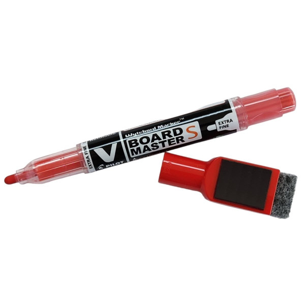 PILOT V Board Master Slim Extra Fine Whiteboard Marker with Eraser and Magnet - RED PILOT V Board Master Slim Extra Fine Whiteboard Marker with Eraser and Magnet - RED