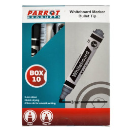 PARROT Whiteboard Markers Bullet Tip Black - 10 Pack