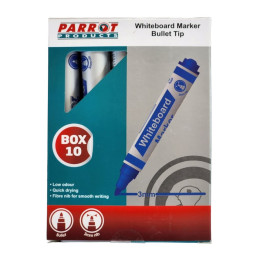 PARROT Whiteboard Markers Bullet Tip Dark Blue- 10 Pack