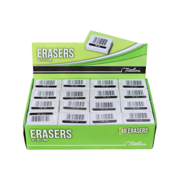 TREELINE PVC Eraser Unsleeved 30 x 20 x 10mm - Box of 48 TREELINE PVC Eraser Unsleeved 30 x 20 x 10mm - Box of 48
