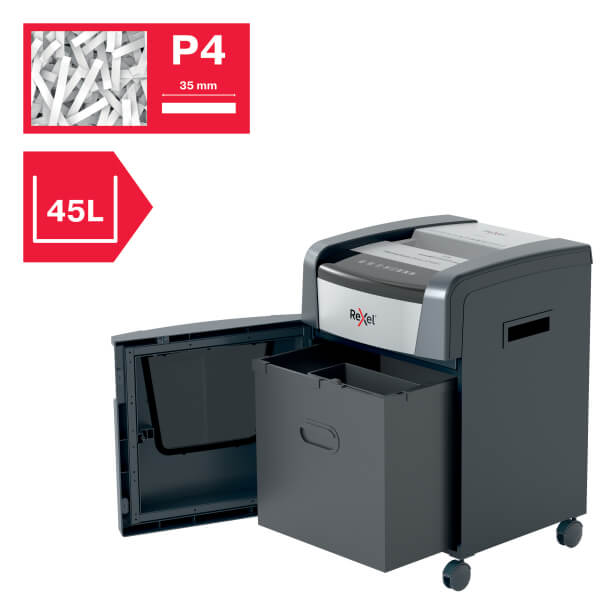 REXEL Momentum XP418+ Shredder – Front View Front view of REXEL Momentum Extra XP418+ 18 Sheet Cross Cut Shredder