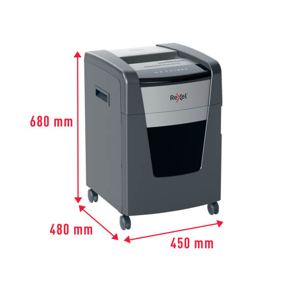 REXEL Momentum XP418+ Shredder – Front View Front view of REXEL Momentum Extra XP418+ 18 Sheet Cross Cut Shredder