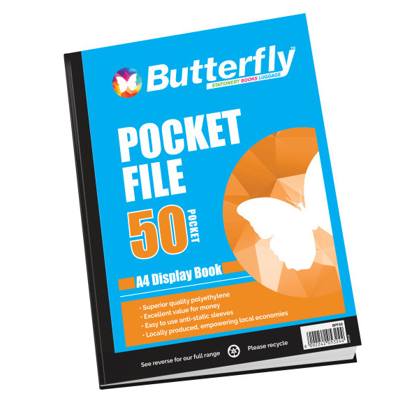 BUTTERFLY A4 Pocket File - 50 Pocket